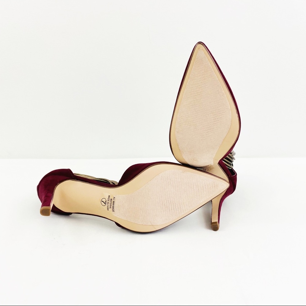 Francesca’s Burgundy Point Toe Strappy Ankle Heels - Picture 6 of 7
